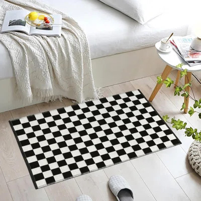 Checkered Rug, 2X3 Ft Moroccan Checkerboard Rug Black And White Outdoor Washable Rug Cotton Woven Area Rugs Reversible Floor Mat For Front Door Bedroo | Wayfair North America