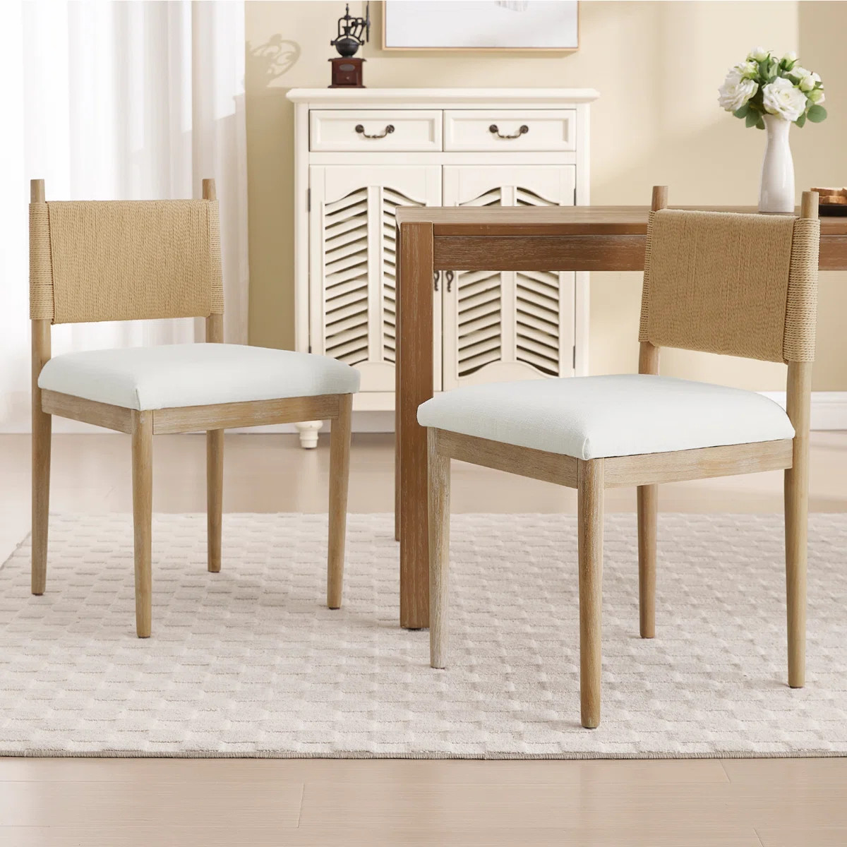 Modern Upholstered Dining Chairs With Backrest And Solid Wood Legs For Living Room/Dining Room (S... | Wayfair North America