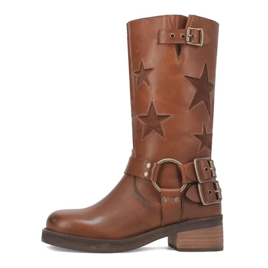 Women's Knee High Riding Boots Square Toe Chunky Block Heel Fashion Buckle Motocycle Biker Boots ... | Amazon (US)