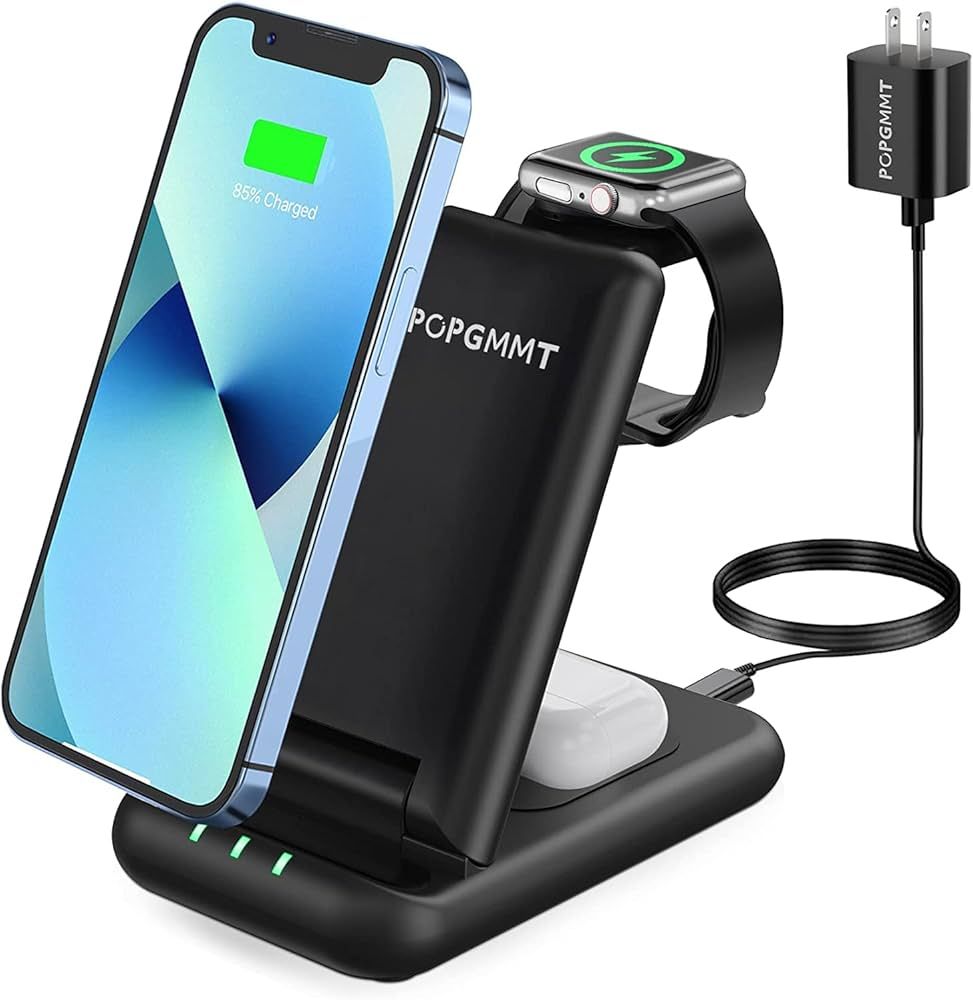 Wireless Charging Station, 3 in 1 Wireless Charger Designed for Apple iPhone 14/13/12/11 Pro/Pro ... | Amazon (US)