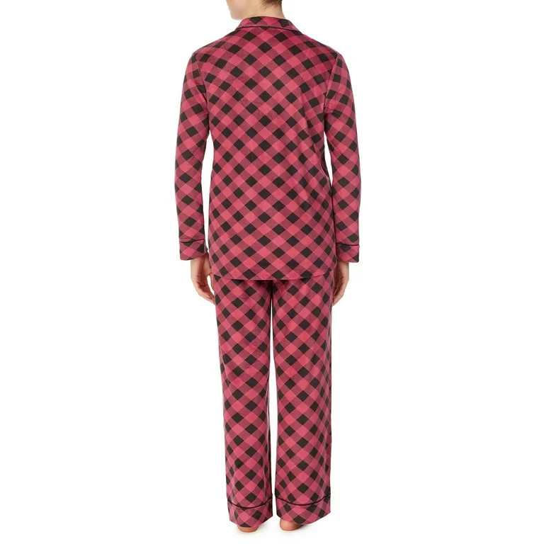 Secret Treasures Long Sleeve Collared Plaid Pajamas (Women's or Women's Plus) 2 Piece Set - Walma... | Walmart (US)