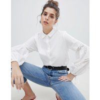 Neon Rose Shirt With Broderie Balloon Sleeves - White | ASOS ROW
