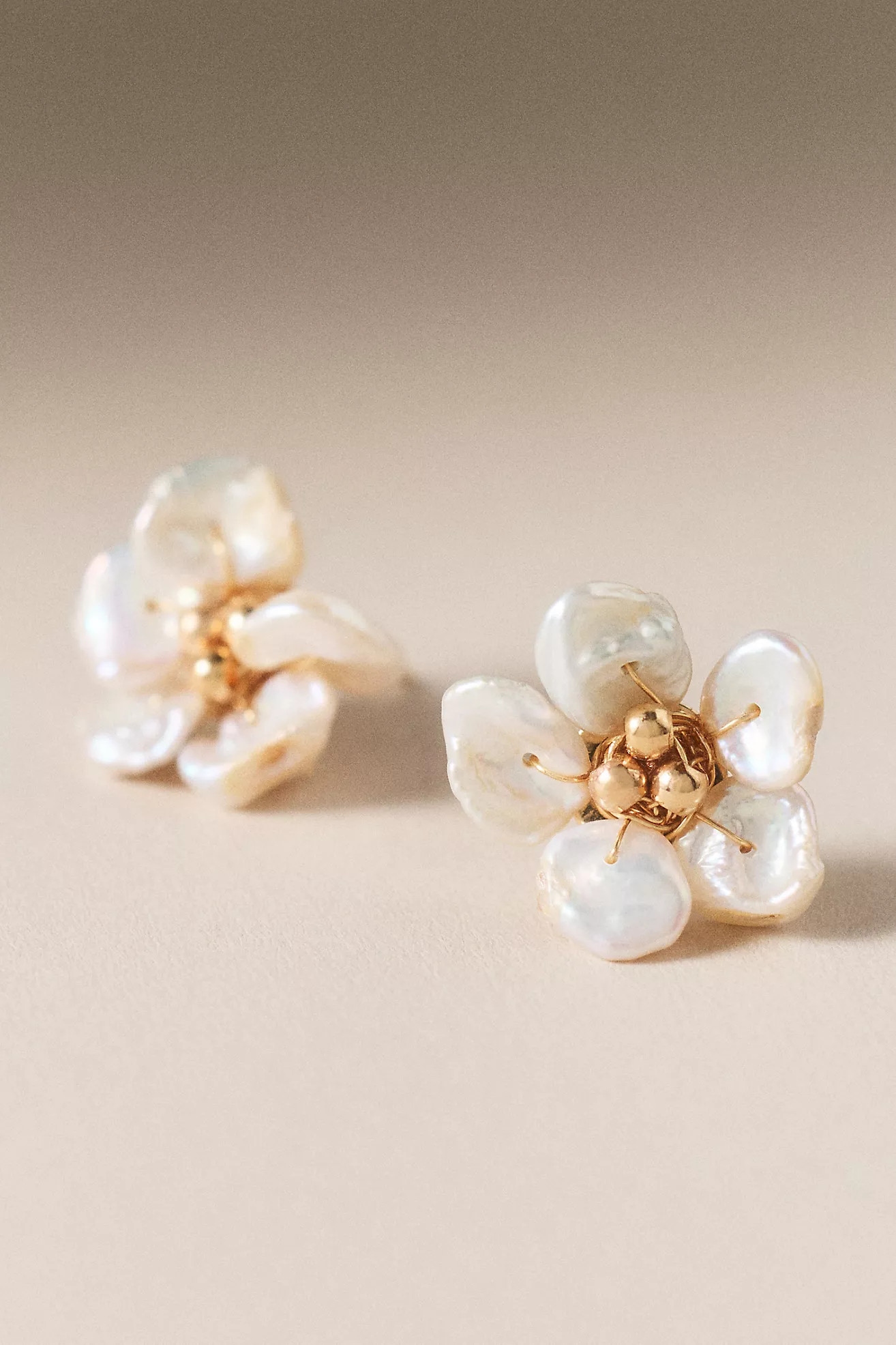 Freshwater Pearl Floral Stud Earrings | Anthropologie (US)