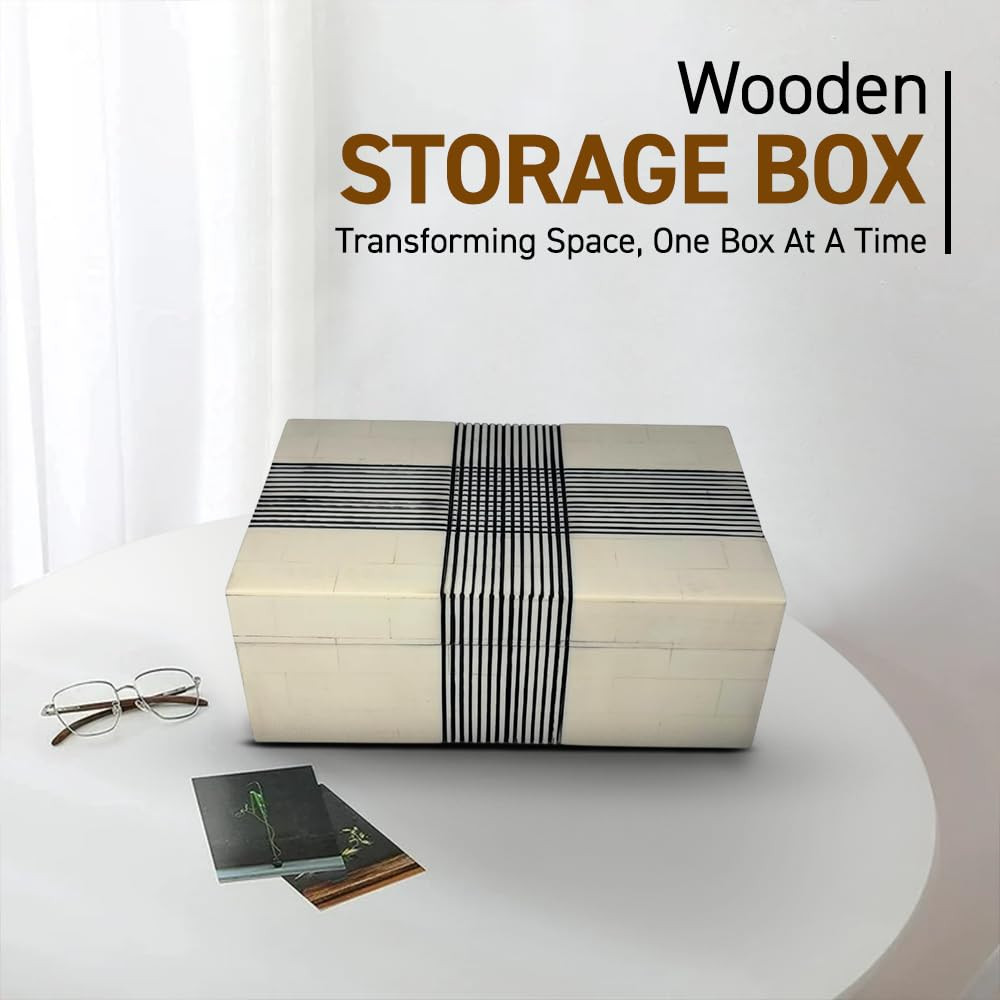 Perilla Home ﻿Home Decor Decorative Storage Wooden Boxes Wooden Box Thin Line Gifts For All Bla... | Amazon (US)