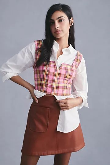 Maeve Structured Plaid Corset Top | Anthropologie (US)