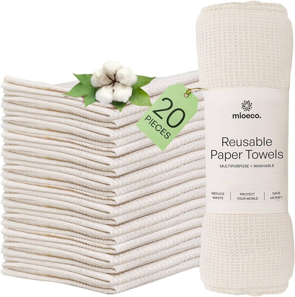 20 Pack Reusable Paper Towels Washable - Nature Friendly - Organic Cotton Alternative - Thick, St... | Amazon (US)
