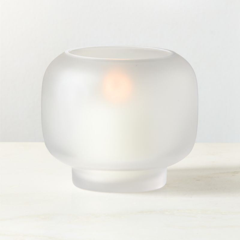 Coco Frosted Glass Hurricane Candle Holder Small + Reviews | CB2 | CB2