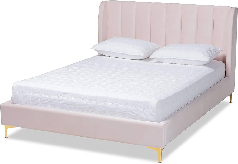 Baxton Studio Beds (Platform), Queen, Light Pink | Amazon (US)