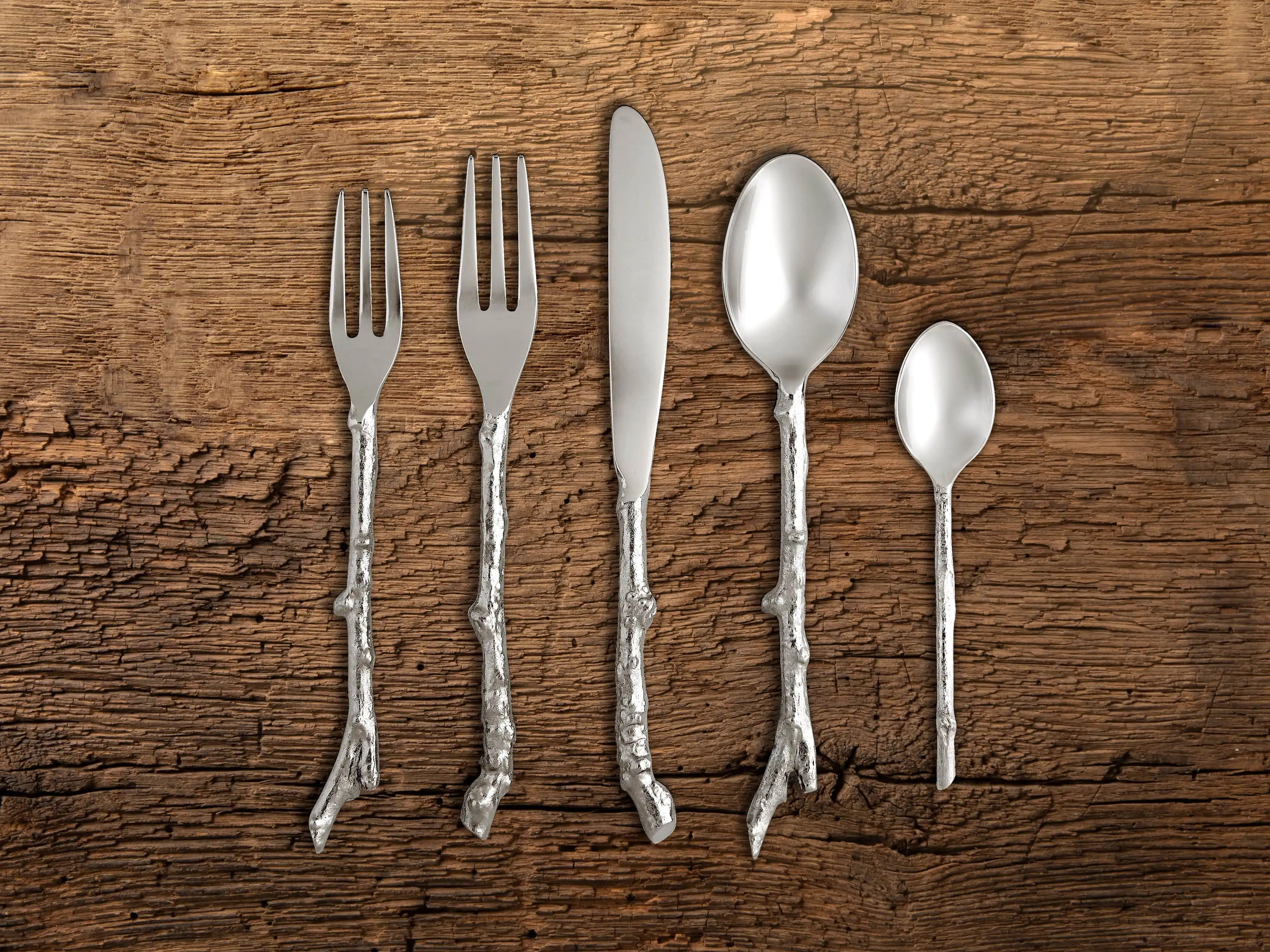 Twig Five Piece Place Setting in Silver | Arhaus