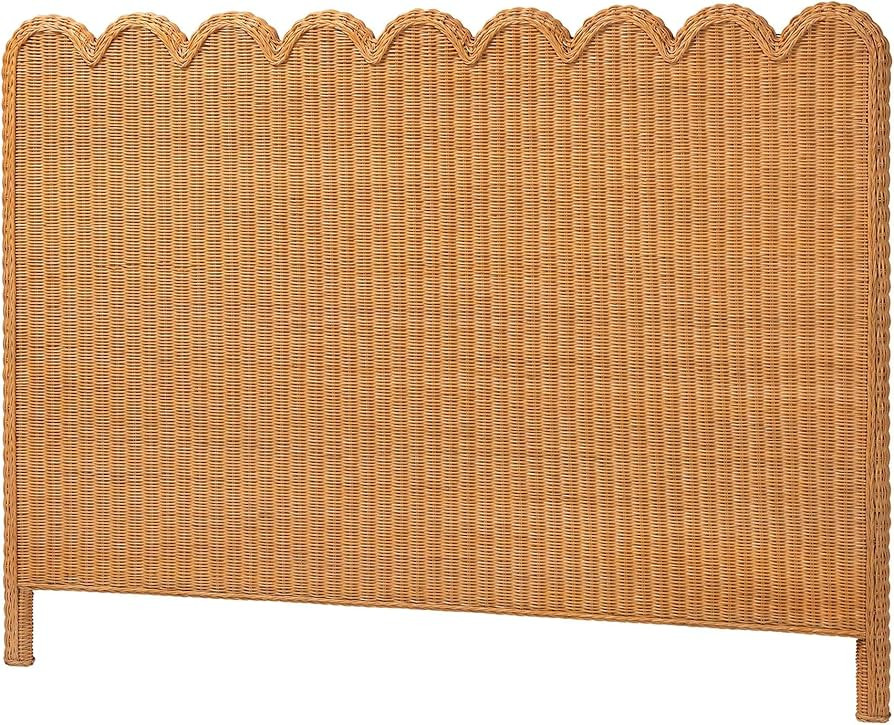 Bali & pari Maritza Bohemian Light Honey Scalloped Rattan Pitrit Queen Standalone Headboard | Amazon (US)