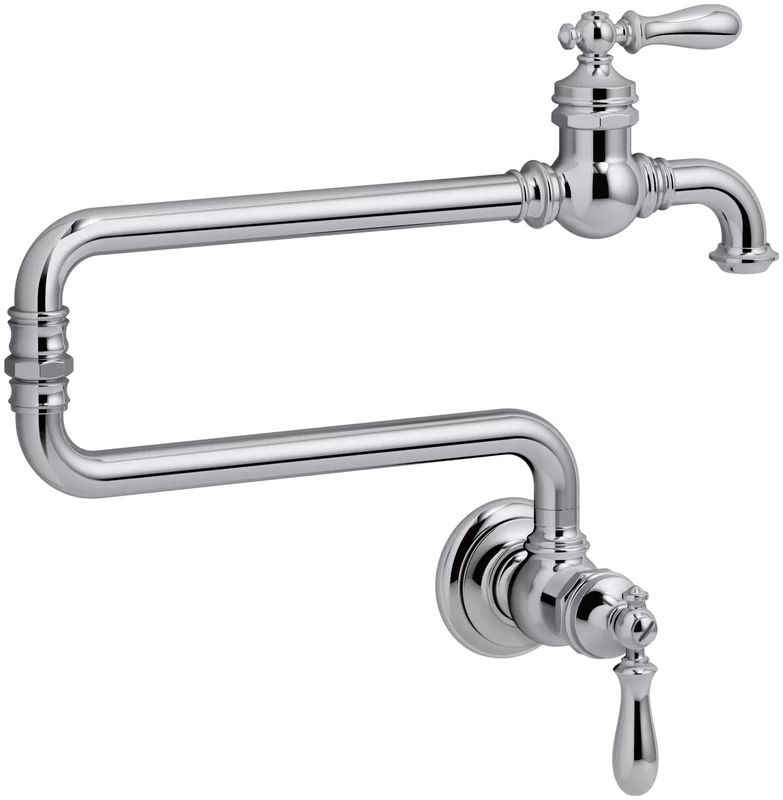 Artifacts Single-Hole Wall-Mount Pot Filler with 22" Extended Spout | Wayfair North America