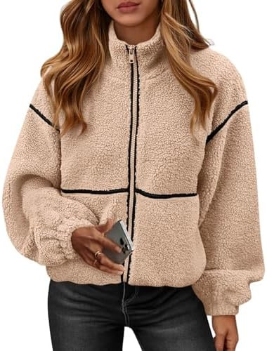KIRUNDO Fleece Jacket Women Sherpa Oversized Zip Up Fall Jackets Winter Coats Faux Fur Warm Outwe... | Amazon (US)