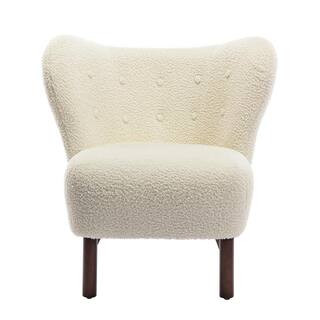 Modern Cream Polyester Tufted Side Chair with Solid Wood Legs YYmd-MBY-30 - The Home Depot | The Home Depot