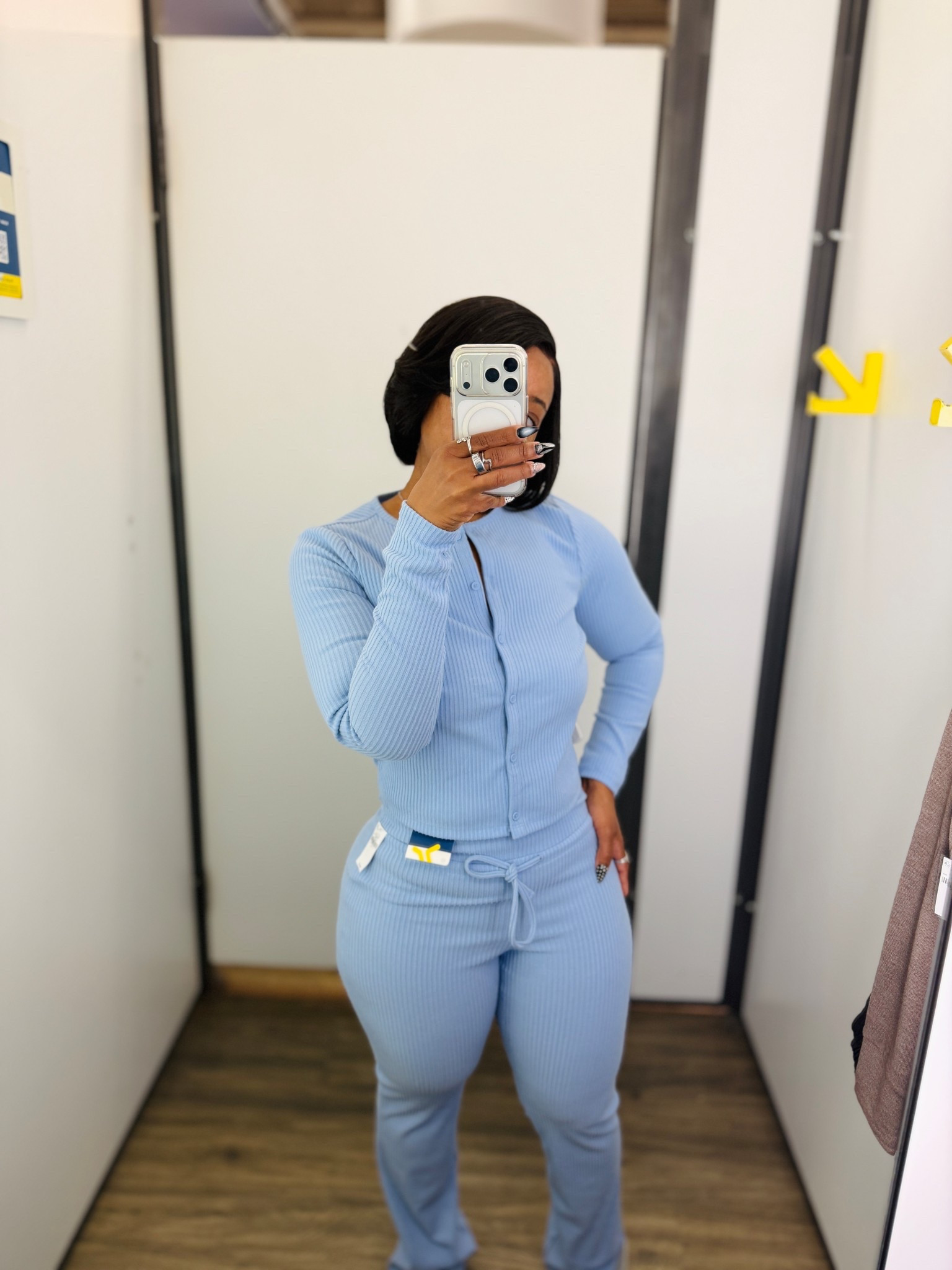 Wearing a size small in the top and bottom in this ribbed cardigan and flare pants. I could have went up to a medium in the cardigan to have a bit more room. The pants fit well and are comfortable on. Not too long at the feet and come in 2 other color options. This is a really soft set and the pants are high waisted. 

#LTKFindsUnder50 #LTKSaleAlert