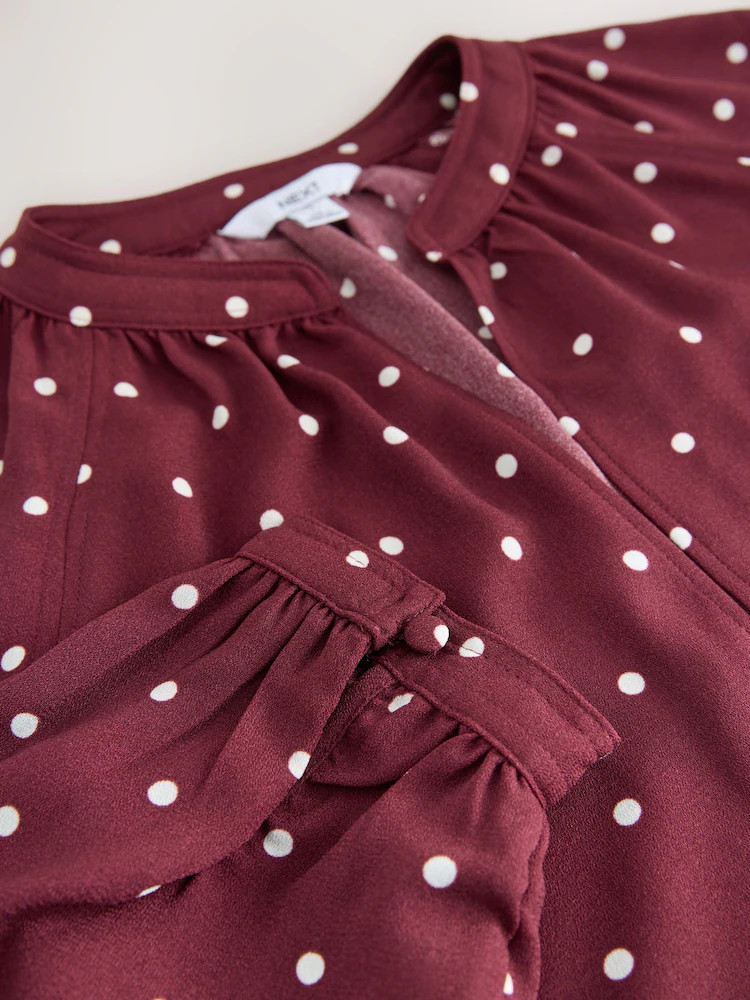 Burgundy Red Polka Dot - Blouse met V-hals en lange mouwen | Next EU