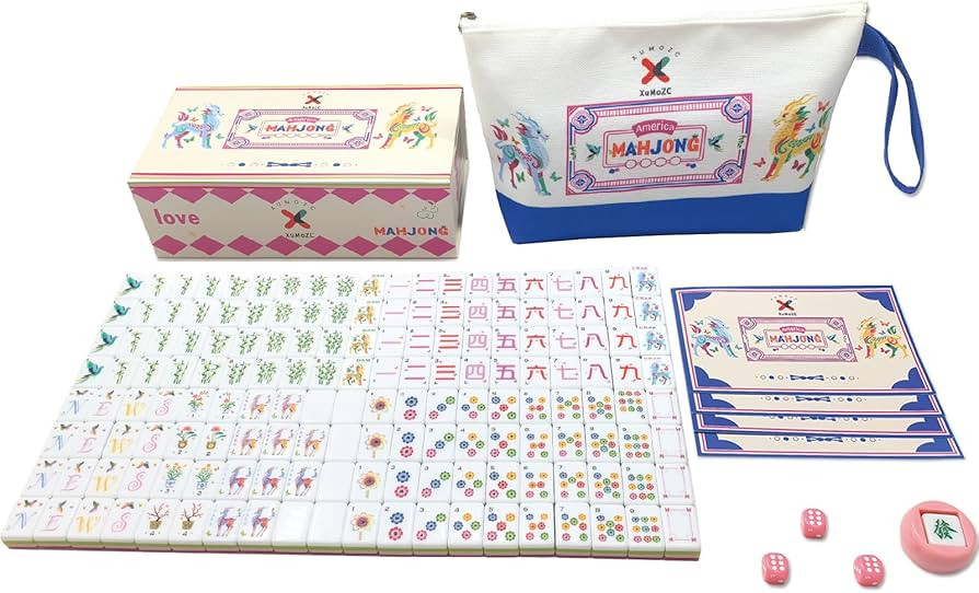 American Mahjong Design Set 1.2-inch 160 Acrylic High-Grade Four Layer Rose Red Mah-Jongg Tiles | Amazon (US)