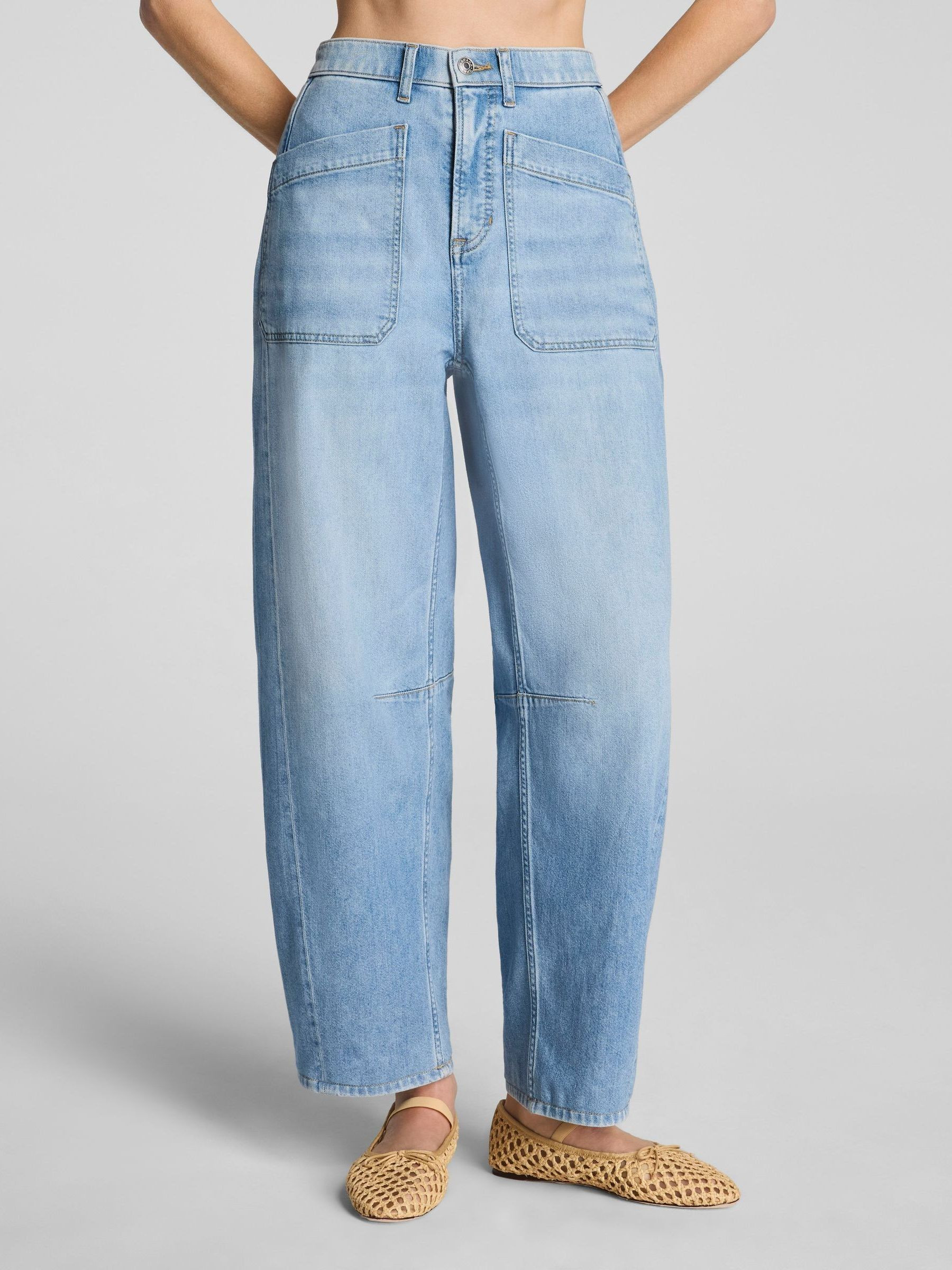Spanx Spanx Blue Authentic 360 Lightweight Utility Barrel Leg Jeans | Next US