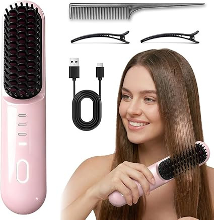 Go Brush - Pro for Short Hair - 2026 Upgraded Cordless Straightening Brush with 30s Fast Heat, 3 ... | Amazon (US)
