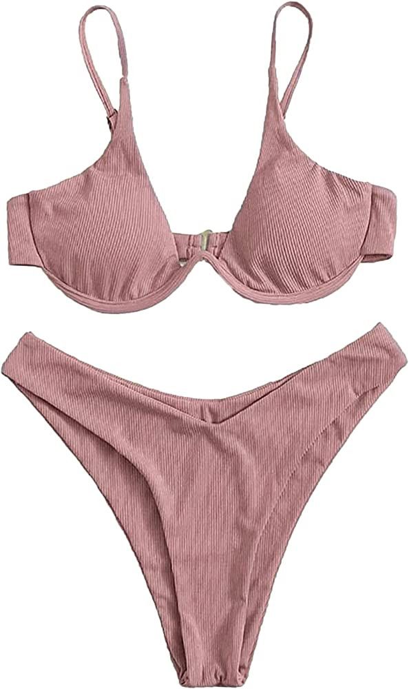 Verdusa Women's 2 Piece Triangle Bikini High Cut Bathing Suit Swimsuit Amazon Bikini #LTKswim Swim U | Amazon (US)