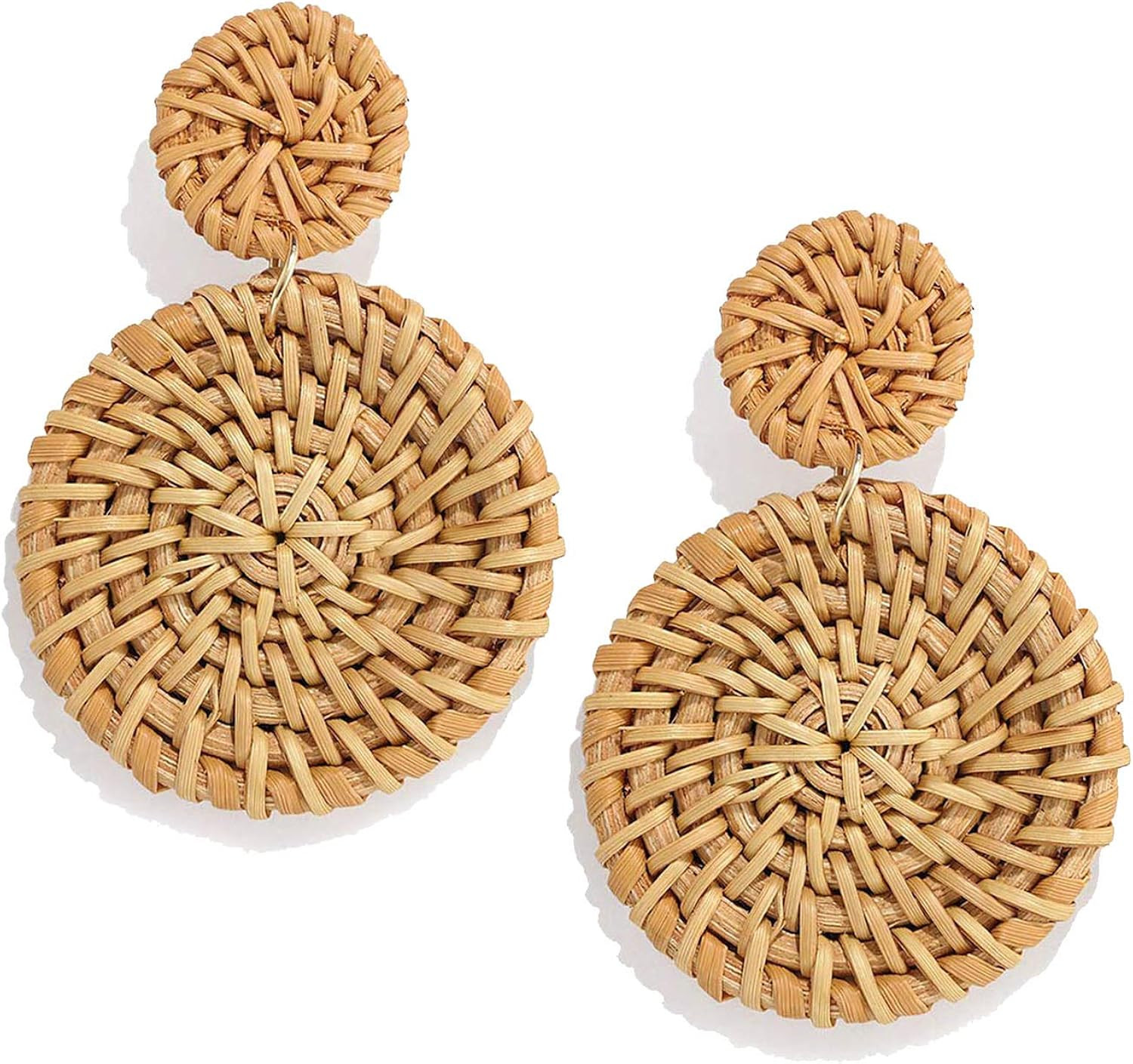 CEALXHENY Rattan Earrings for Women Handmade Straw Wicker Braid Drop Dangle Earrings Lightweight ... | Amazon (US)