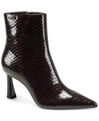 Dkny Women's Cayden Heeled Pointed Toe Dress Booties - Brown Embossed Patent | Macy's