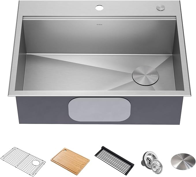 Kraus KWU110-32 Kore inch Undermount 16 Gauge Single Bowl Stainless Steel Kitchen Integrated Ledg... | Amazon (US)