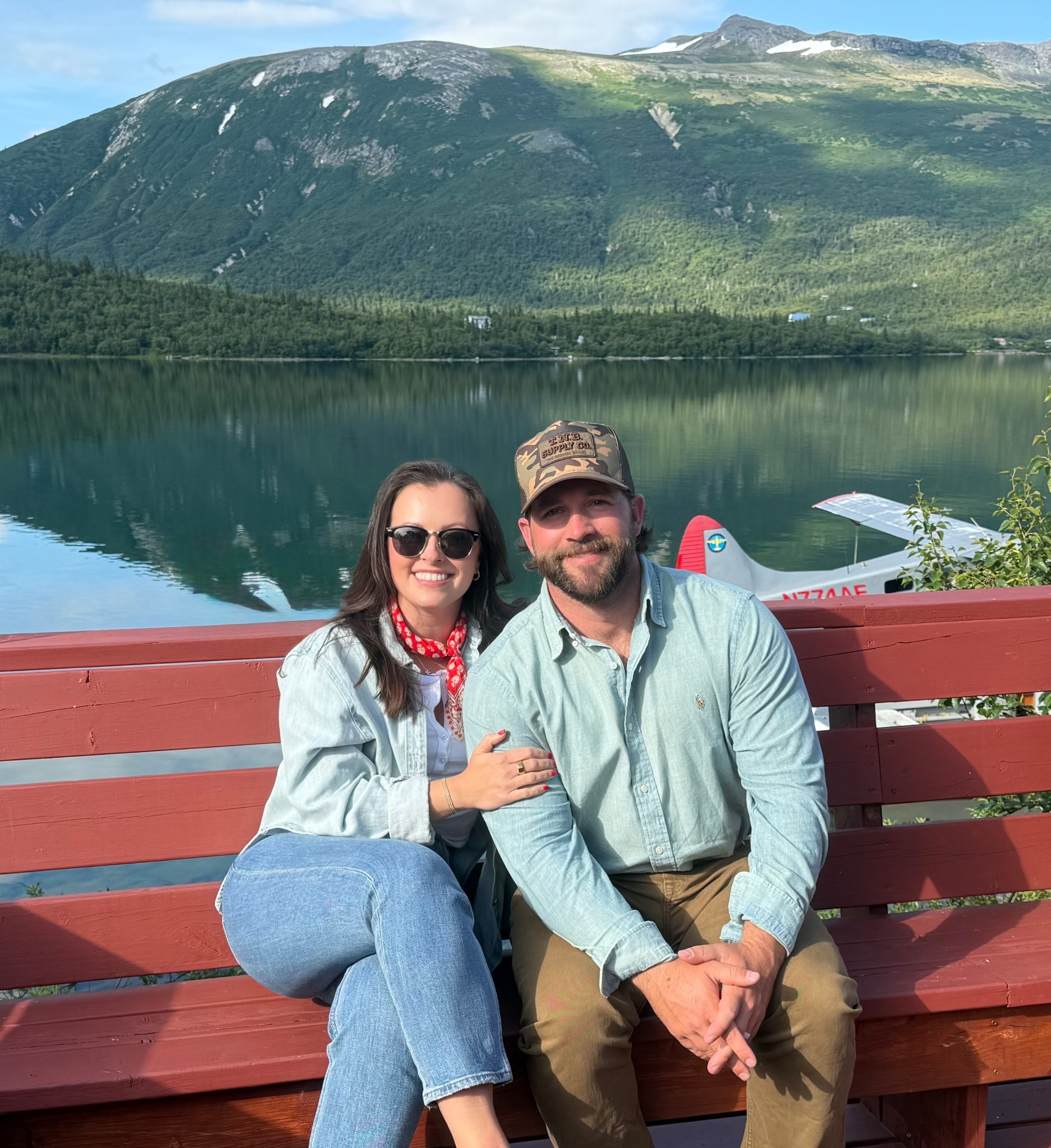 Canadian tuxedo - denim on denim 👖❤️
What to wear in Alaska
Mountain vacation outfit ideas 

Denim button up - small
Jeans - I’m in a 27

#LTKTravel #LTKSeasonal