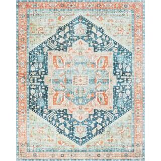 Tayse Rugs Estate Navy 8 ft. x 10 ft. Persian Indoor Area Rug ETE1107 8x10 - The Home Depot | The Home Depot
