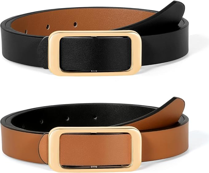 SUOSDEY Women Reversible Leather Belts for Jeans Pants Dresses Ladies Fashion Belts with Gold Buc... | Amazon (US)