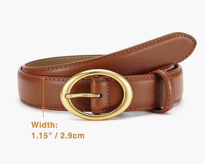 Womens Belt - CR Leather Belt Women Casual for Jeans Pants Dress - Belts with Gold Buckle for Wom... | Amazon (US)