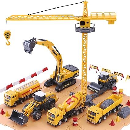 iPlay, iLearn Construction Site Vehicles Toy Set, Kids Engineering Playset, Tractor, Digger, Cran... | Amazon (US)