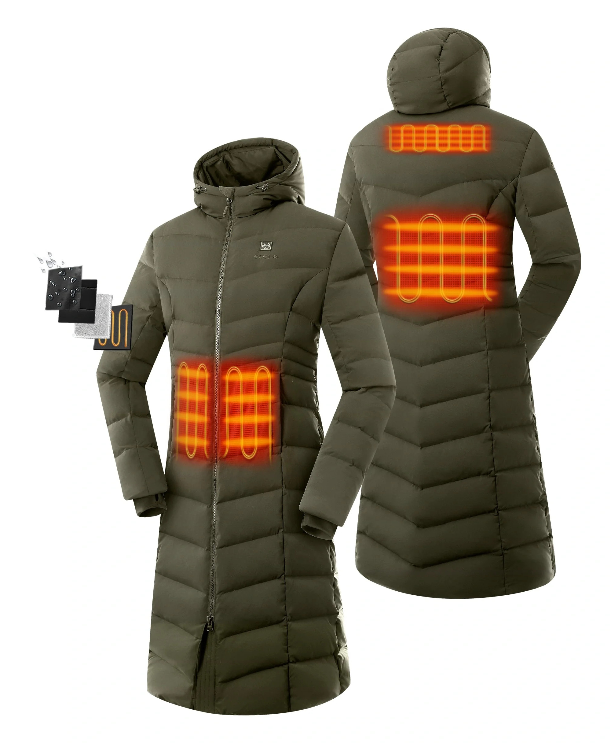 "SOHO" Women's Heated Down Parka Jacket | Battery-Electric Heating | ororo\u00ae | ORORO