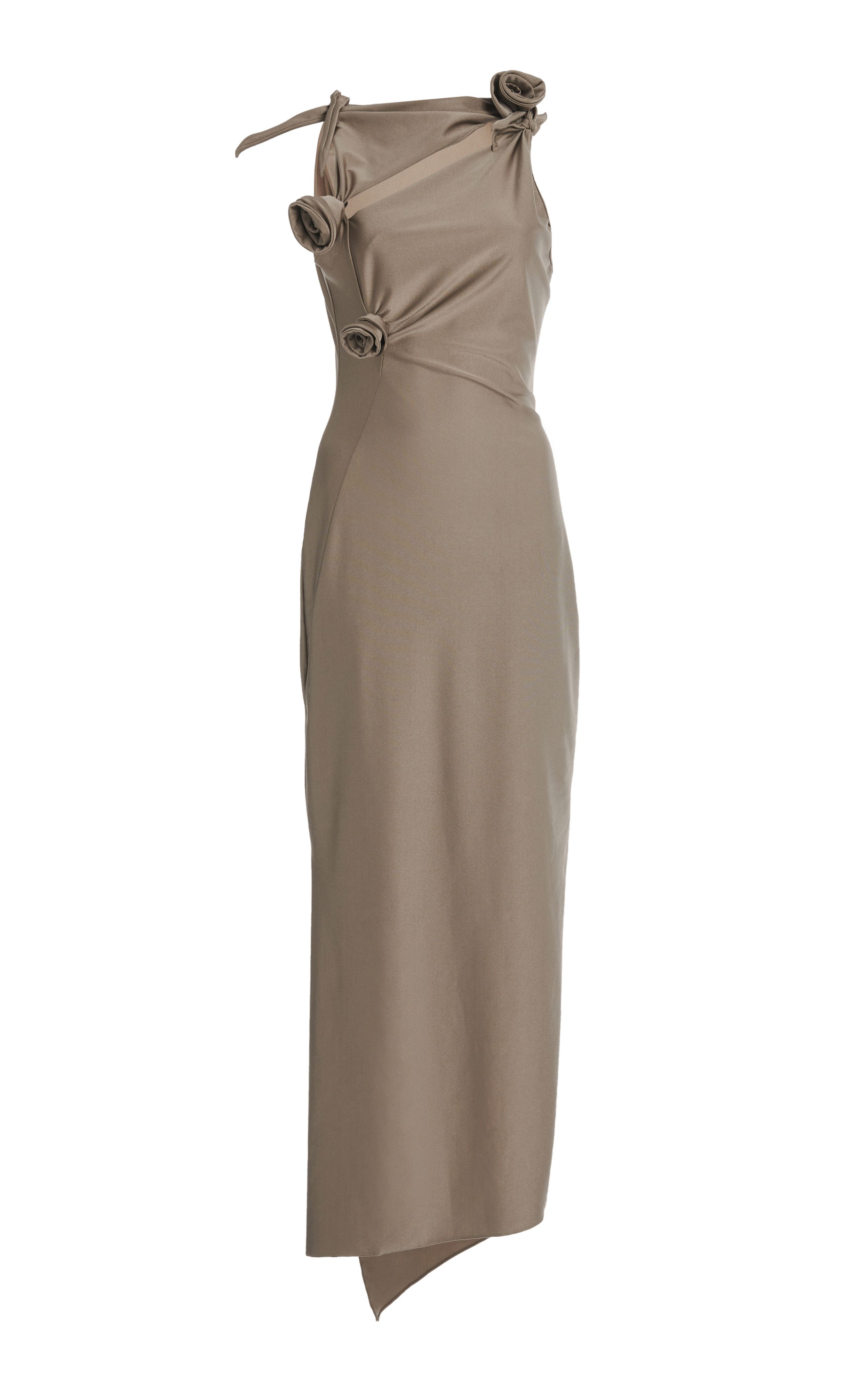 Rosette-Detailed Satin Maxi Dress | Moda Operandi (Global)