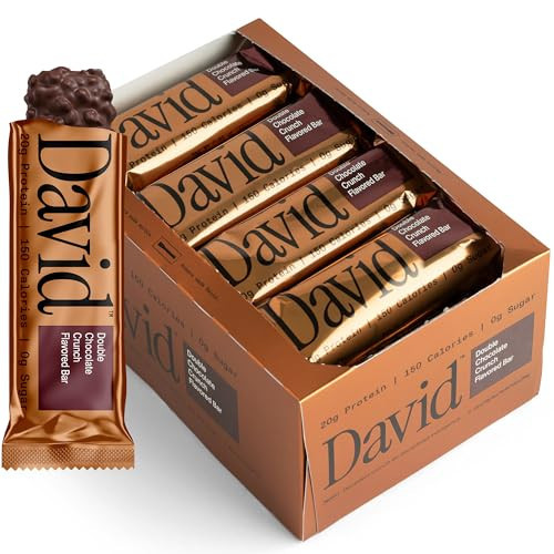 David Bronze High Protein Bars - Double Chocolate Crunch Flavor - 0g of Sugar, Low Carb, Gluten Free - 20g of Protein, 150 Calories - On-The-Go Snack, Pack of 12 | Amazon (US)