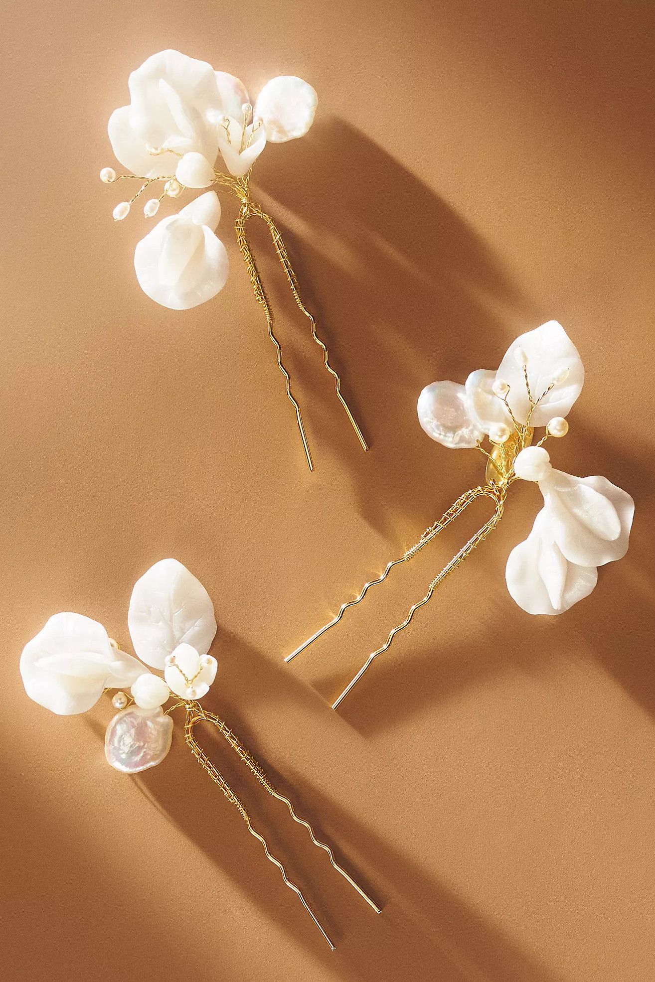 Twigs & Honey Pearlescent Sweet Pea Hair Pins, Set of 3 | Anthropologie (US)