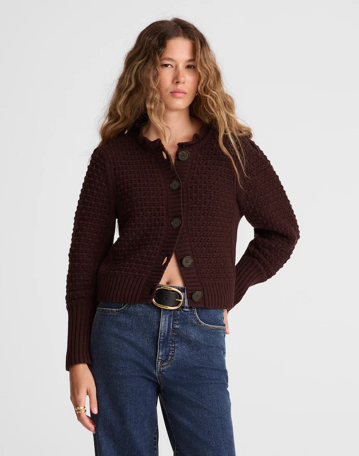 Scalloped Merino Wool-Blend Cardigan | Madewell