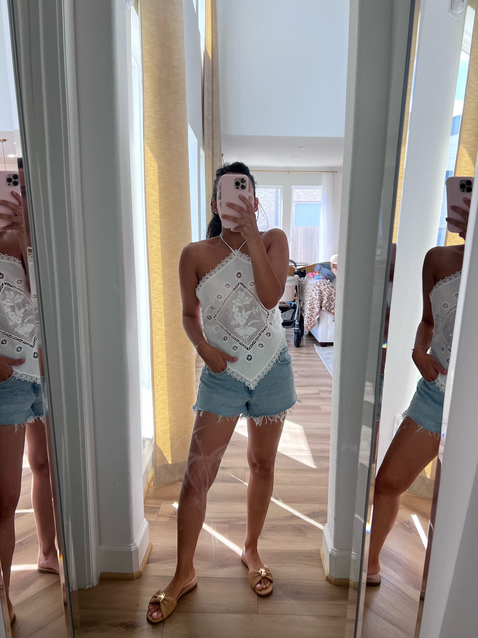 Halter top, 90s jean short

#LTKgrwm #LTKootd