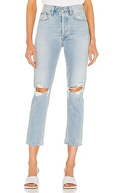 AGOLDE Riley High Rise Straight Crop in Clear Skies from Revolve.com | Revolve Clothing (Global)