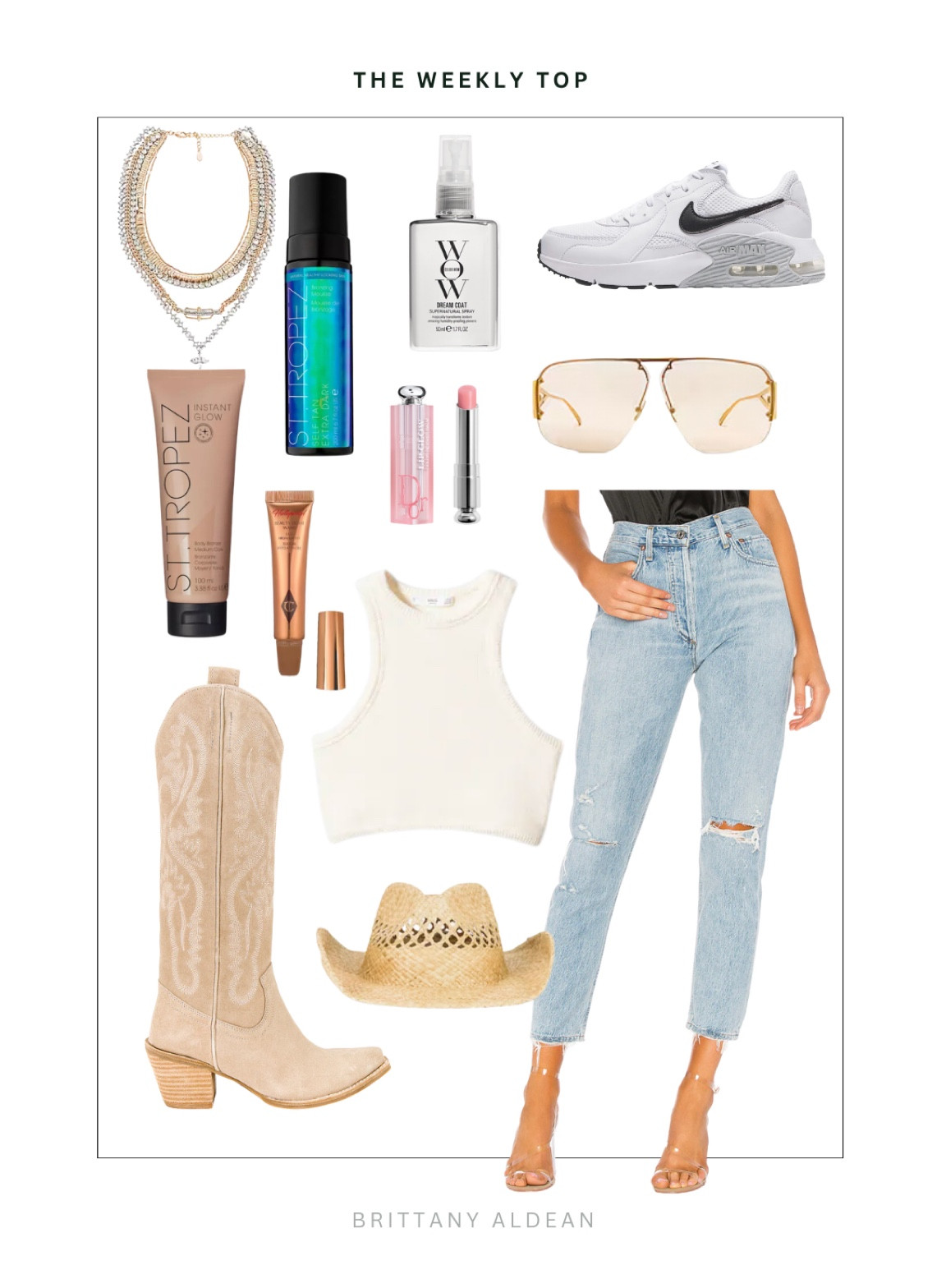 Last weeks top items. Everything you need for Spring / Summer 🤍 

spring outfit l spring inspo l boots l cowboy boots l country concert l jeans l sunglasses l sunnies 