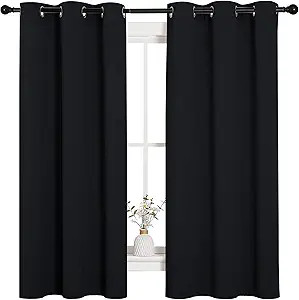 NICETOWN Pitch Black Solid Thermal Insulated Grommet Blackout Curtains/Drapes for Bedroom Window ... | Amazon (US)