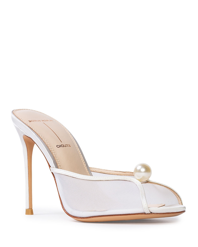 Black Suede Studio Women's Sadie Faux Pearl Embellished Mule Sandals | Bloomingdale's (US)