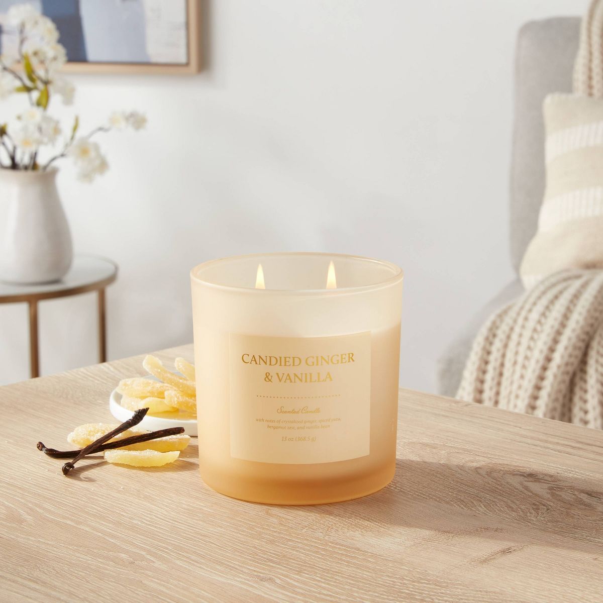 Colored Glass Candle Candied Ginger & Vanilla Tan - Threshold™ | Target