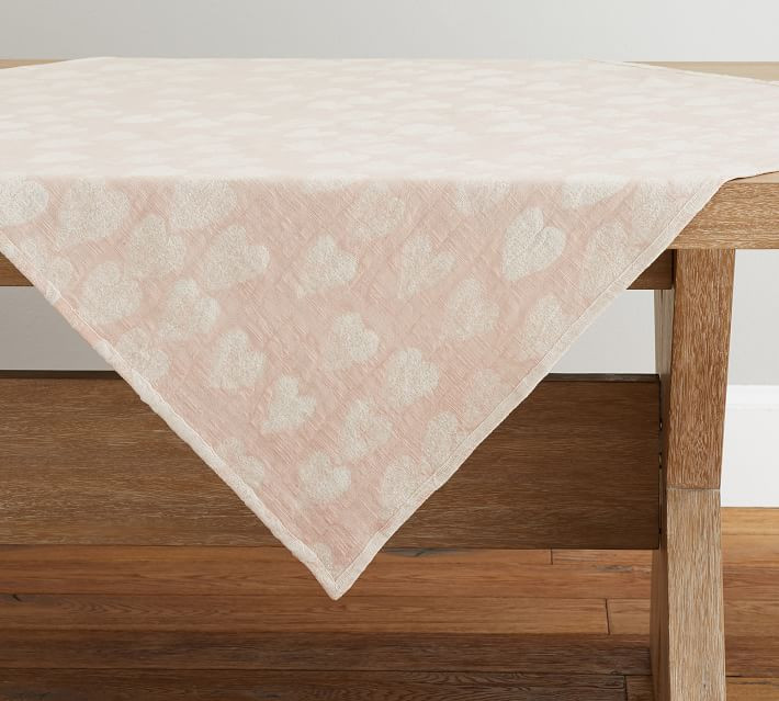 Heart Jacquard Linen/Cotton Table Throw | Pottery Barn (US)