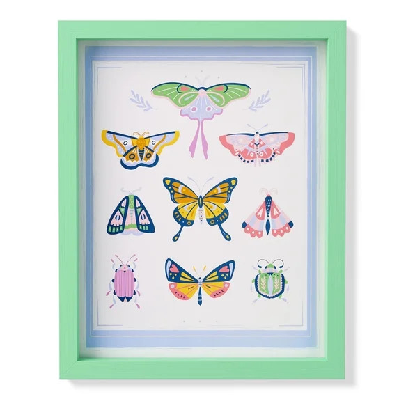 Mainstays Kids 16" x 20" Butterfly Framed Wall Art | Walmart (US)