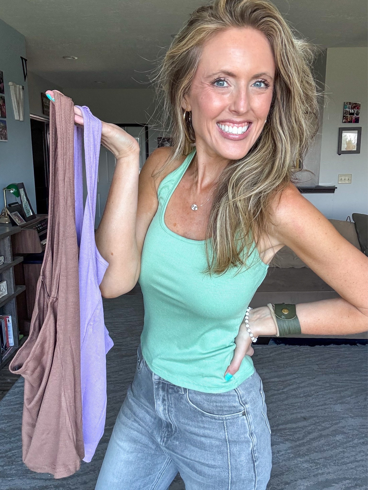 A halter top 3-pack, whaaatt?!?! 💚💜🤎 These are so cute and comfy too! Ribbed, soft fabric. Wearing a small.

As an Amazon Influencer I earn commission on qualifying purchases.

3-pack of halter tops, mom style, fun fashion, spring tops, summer fashion, green top, best basics

#LTKootd #LTKOver40 #LTKMidsize