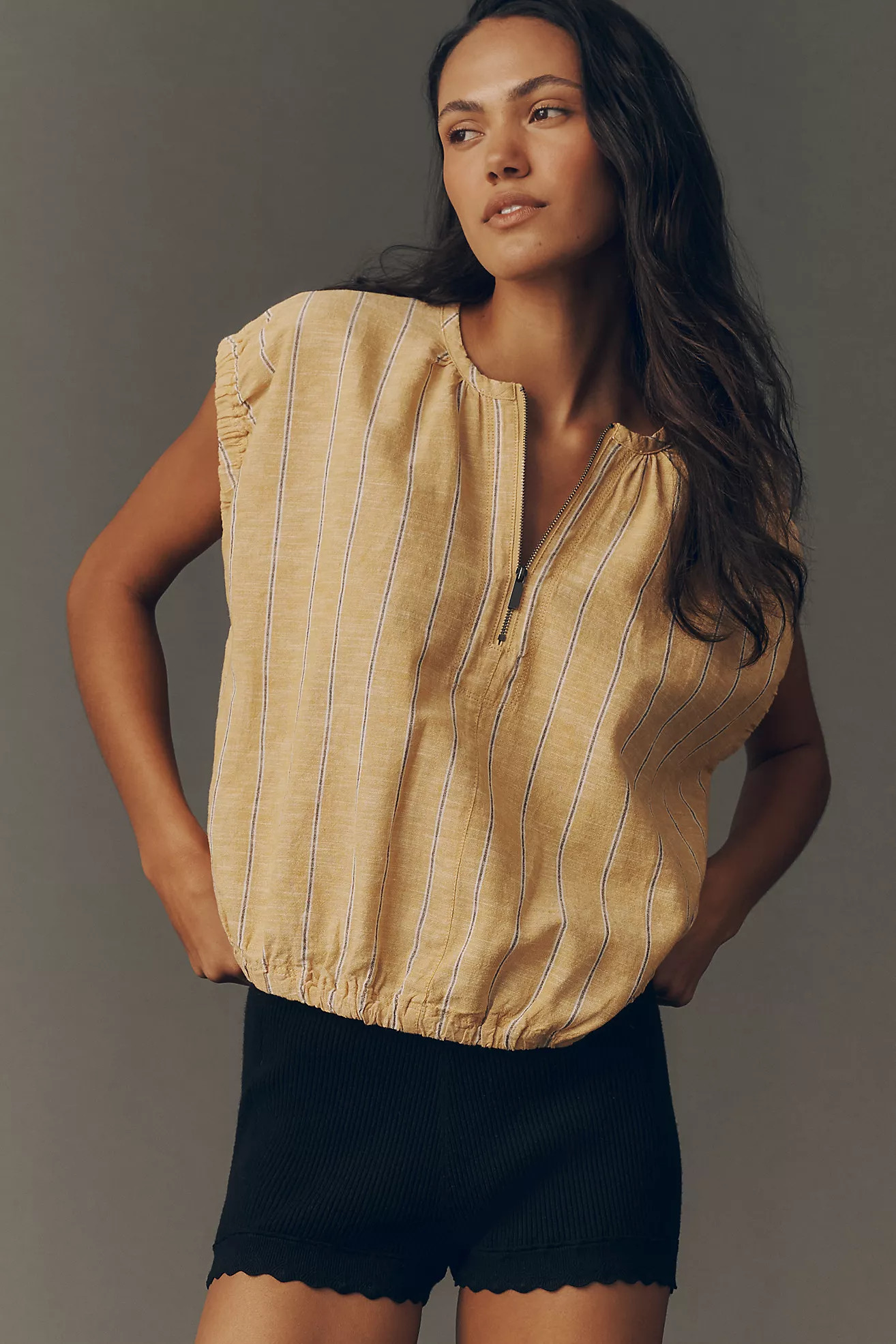 Pilcro 100% European Linen Zip Front Blouse | Anthropologie (US)