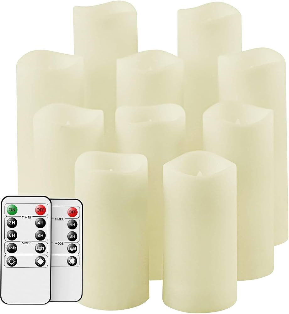 salipt Flameless Candles, LED Flickering Candles Set of 10 (H 4" 5" 6" 7" xD 2.2") Waterproof Can... | Amazon (US)