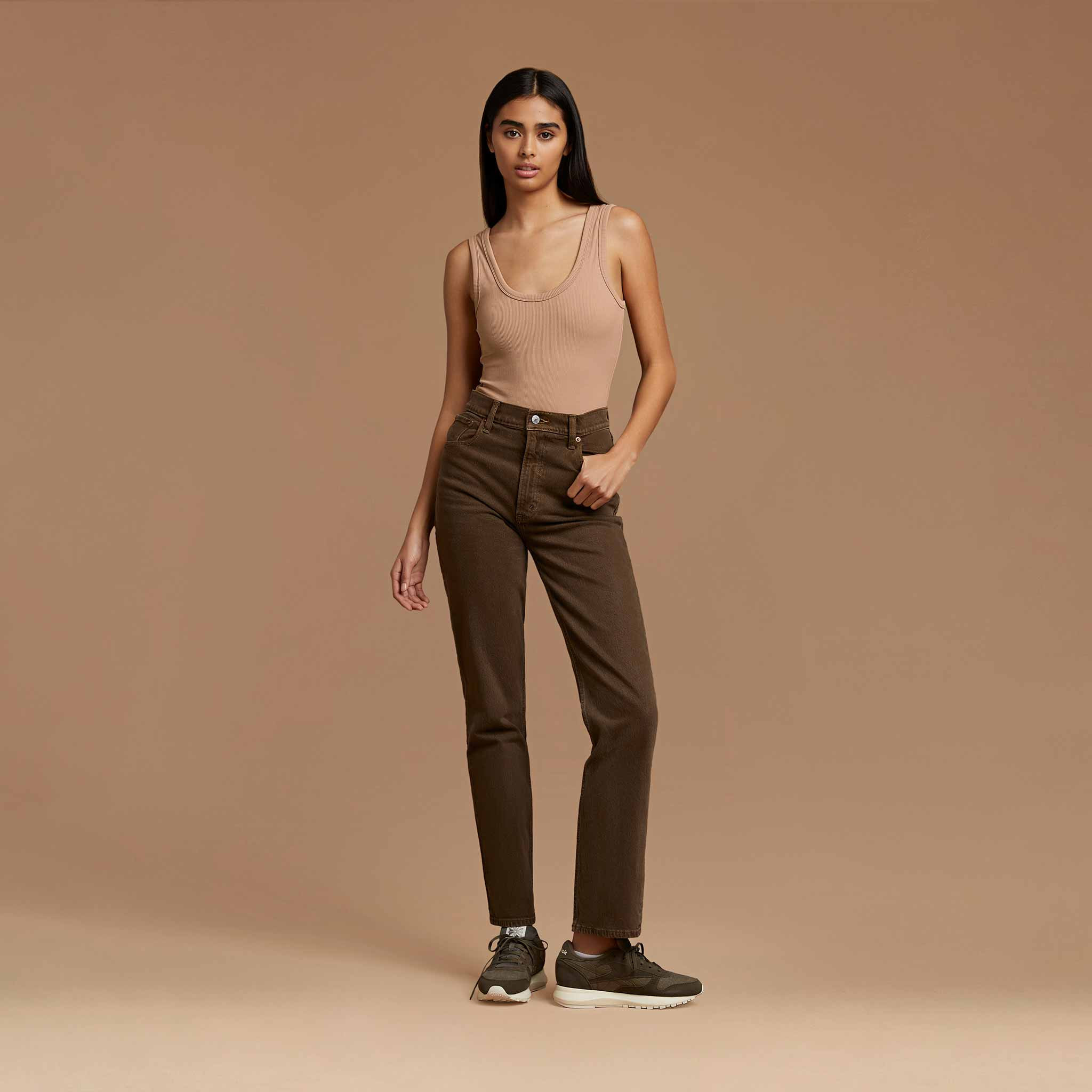 Women's Ribbed Scoop Tank Bodysuit | nuuds