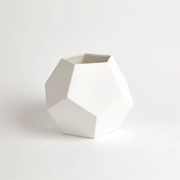 Faceted White Ceramic Table Vase | Wayfair North America