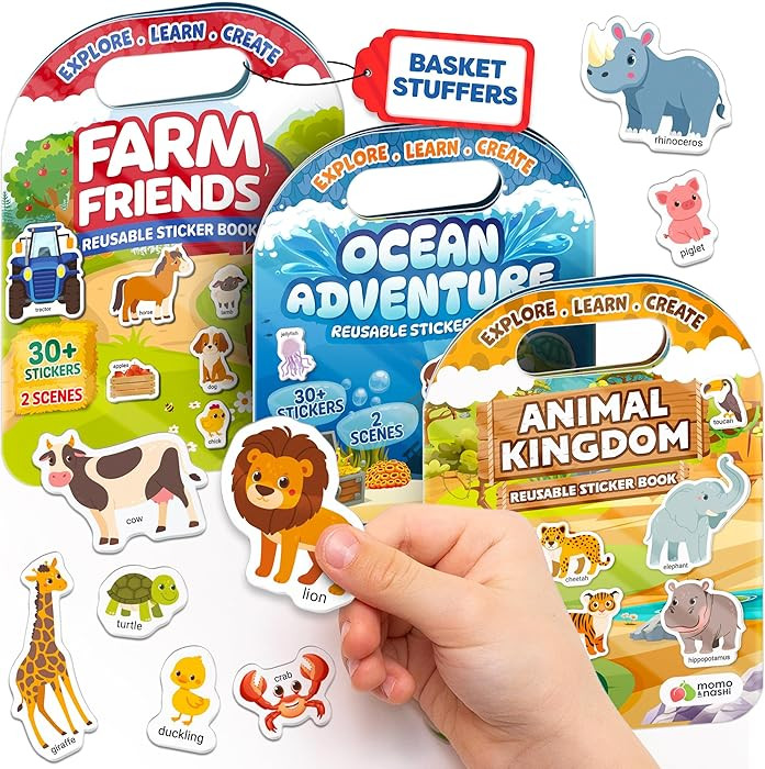 Reusable Sticker Books for Toddlers 2-4 Years, Kids 1-3 - 100+ Jelly Puffy Stickers for Kids, Sti... | Amazon (US)